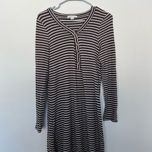 American Eagle Outfitters Black and White Striped Long Sleeve Dress